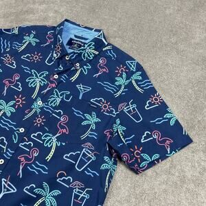 Chubbies Navy Blue Tropical Print Casual Button Down Shirt